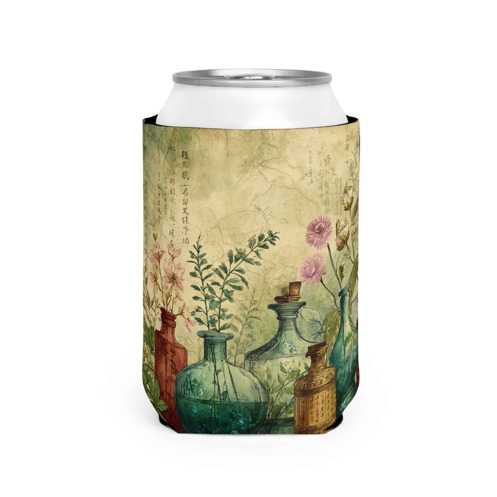 Botanical Can Cooler Sleeve | Vintage Floral Drink Holder, Gift for Garden Lovers, Outdoor Party Accessory, Eco-Friendly Beverage Insulator